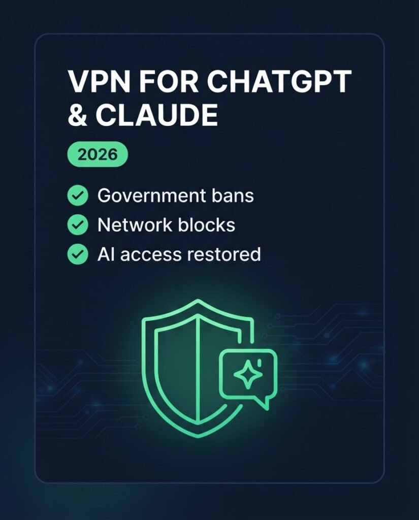 VPN unblocking ChatGPT and Claude AI access from a restricted region