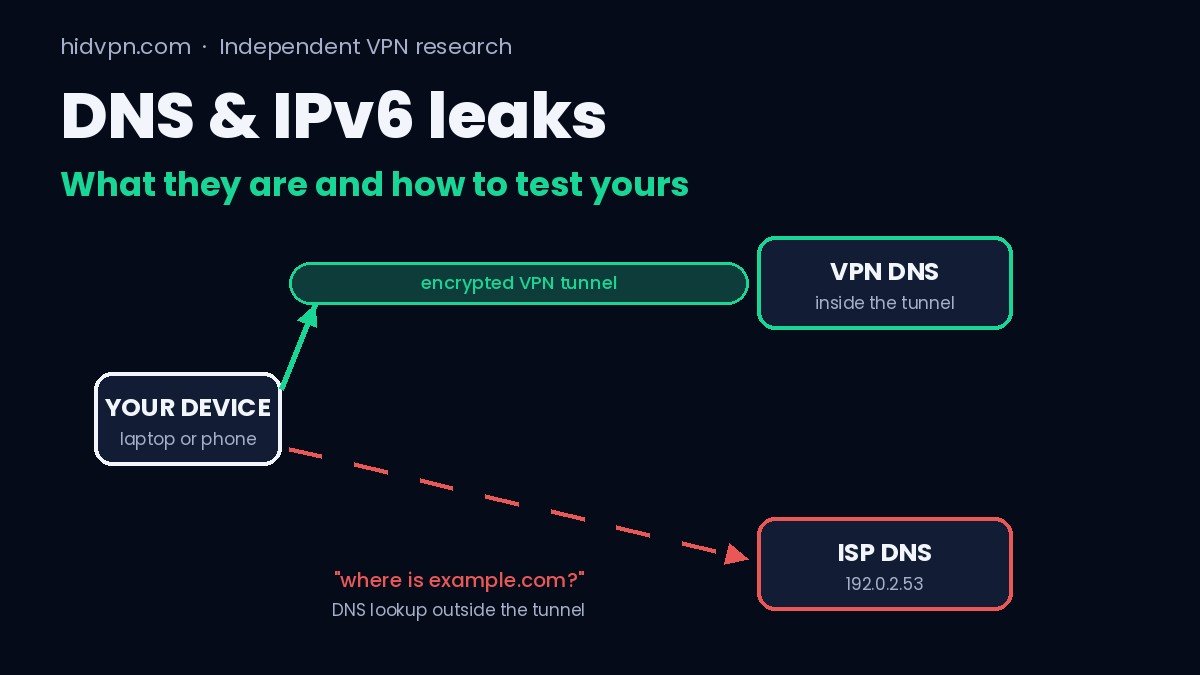 DNS leak explained: a site lookup going around the VPN tunnel to the internet provider