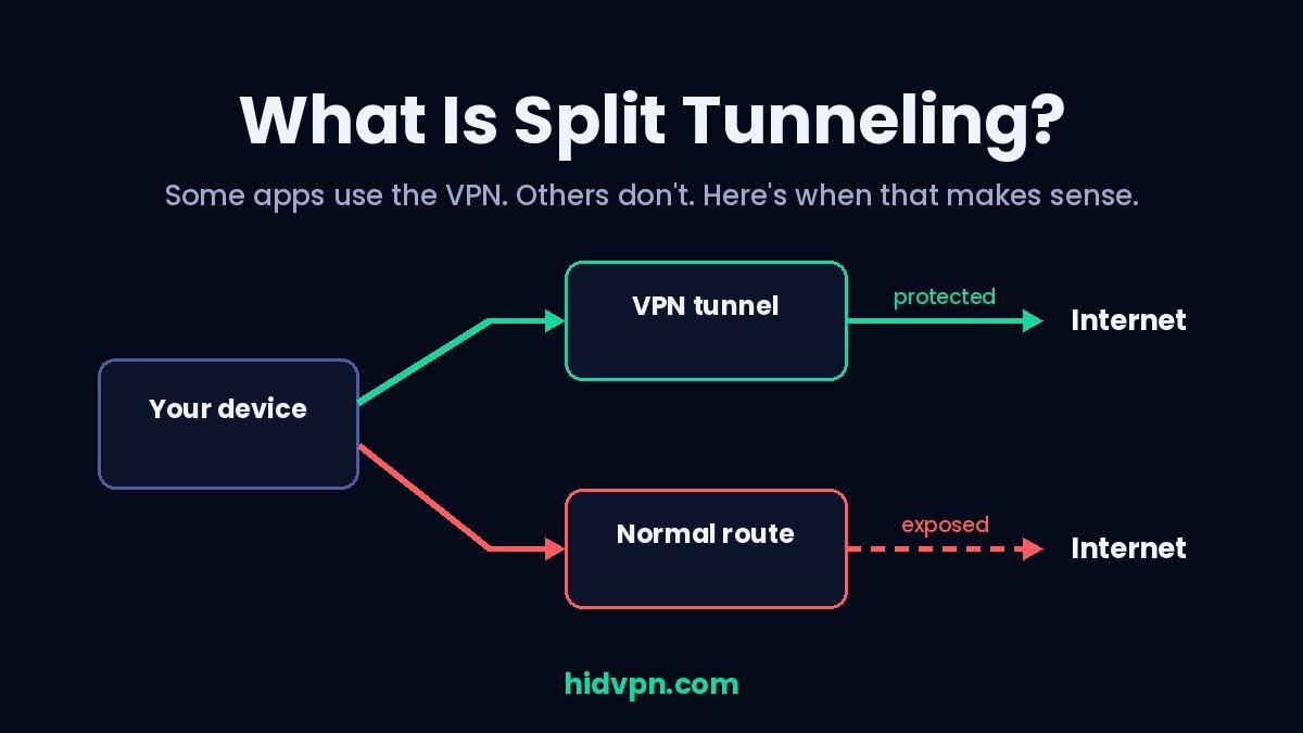 What is split tunneling? Some apps go through the VPN tunnel, others use the normal internet connection